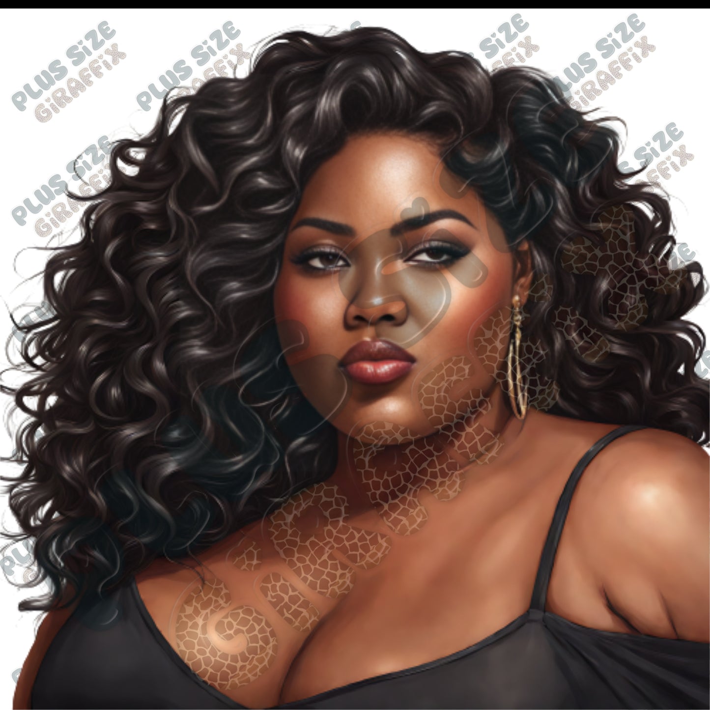 Black Woman PNG, Printable Art, Instant Downloads, Melanin Wall Art, Black Illustration, PlusSize Digital Art, Curvy Woman Poster, Clip Art